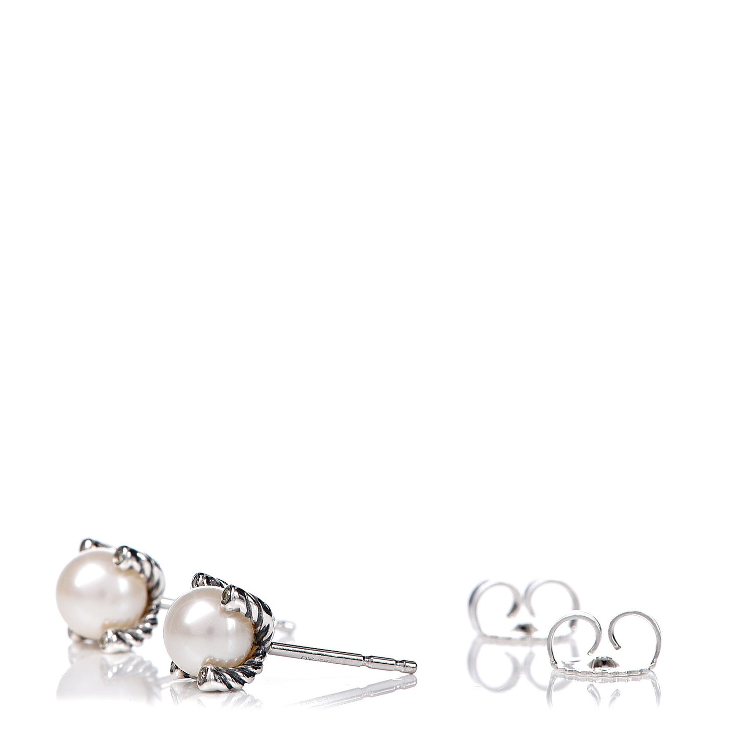Sterling Silver Diamond Pearl 7mm Earrings