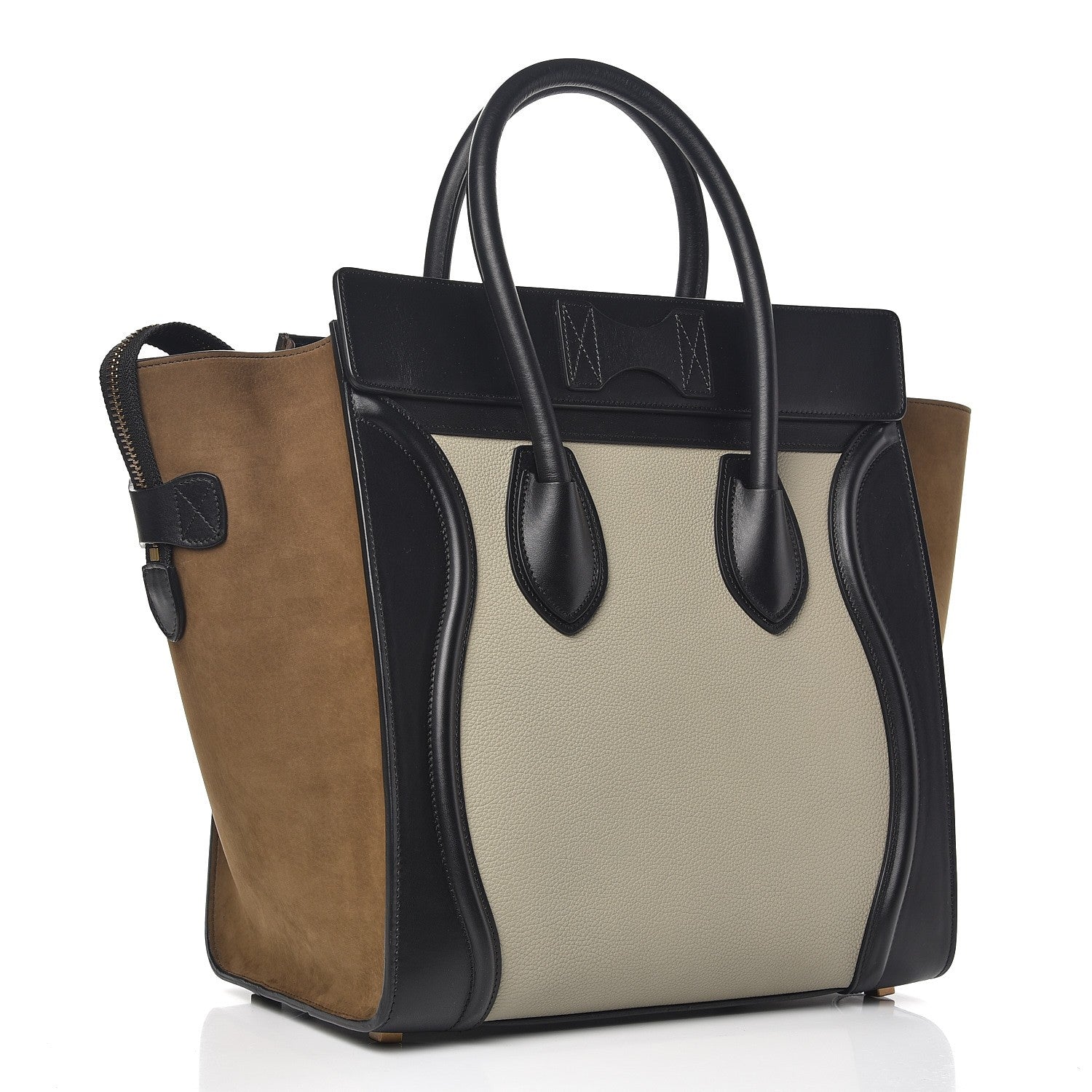 Celine Baby Grained Calfskin Suede Mini Tri-Color Luggage Stone 3 of 11