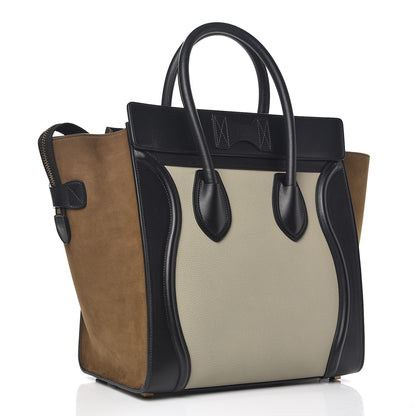Celine Baby Grained Calfskin Suede Mini Tri-Color Luggage Stone 3 of 11