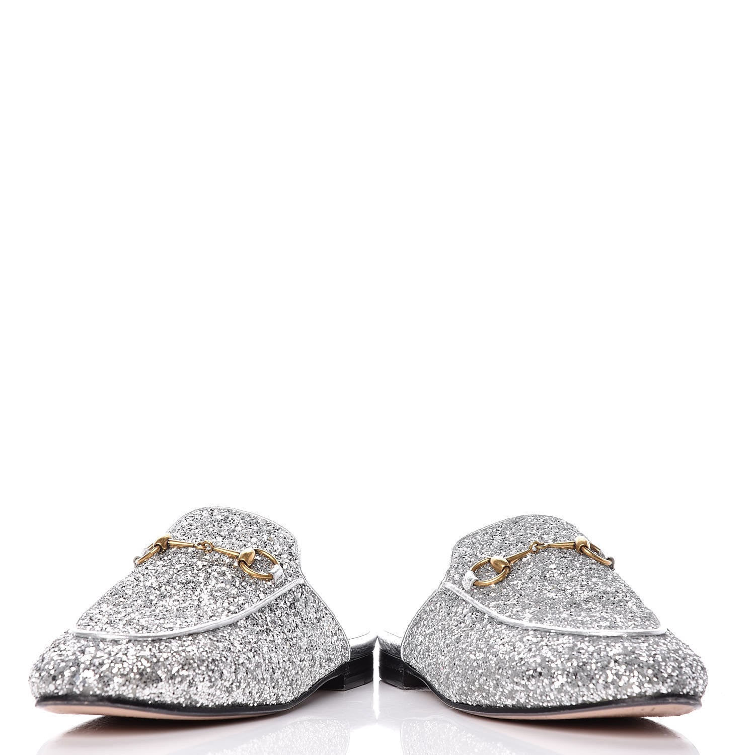 Gucci Glitter Womens Princetown Slippers 38 Silver 6 of 11