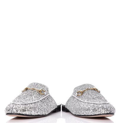 Gucci Glitter Womens Princetown Slippers 38 Silver 6 of 11