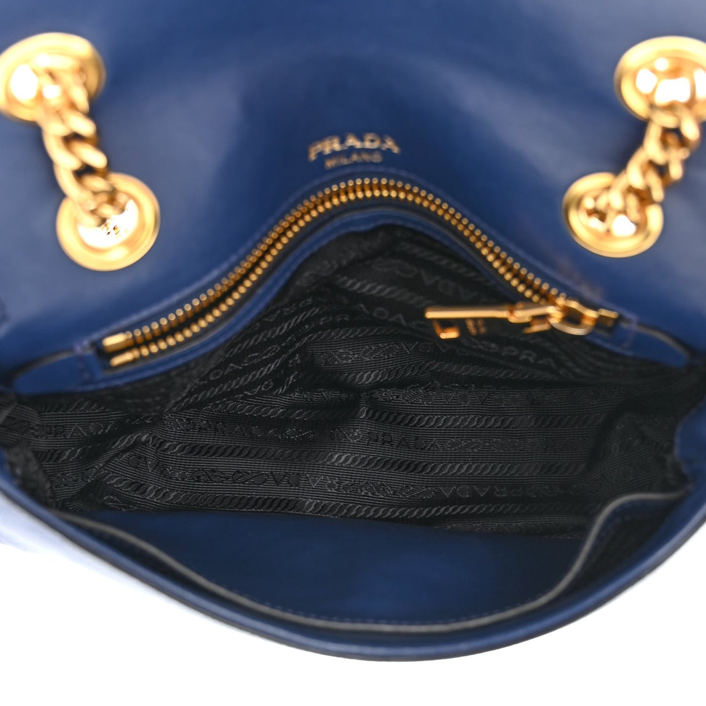 Saffiano Lux Chain Shoulder Bag Bluette