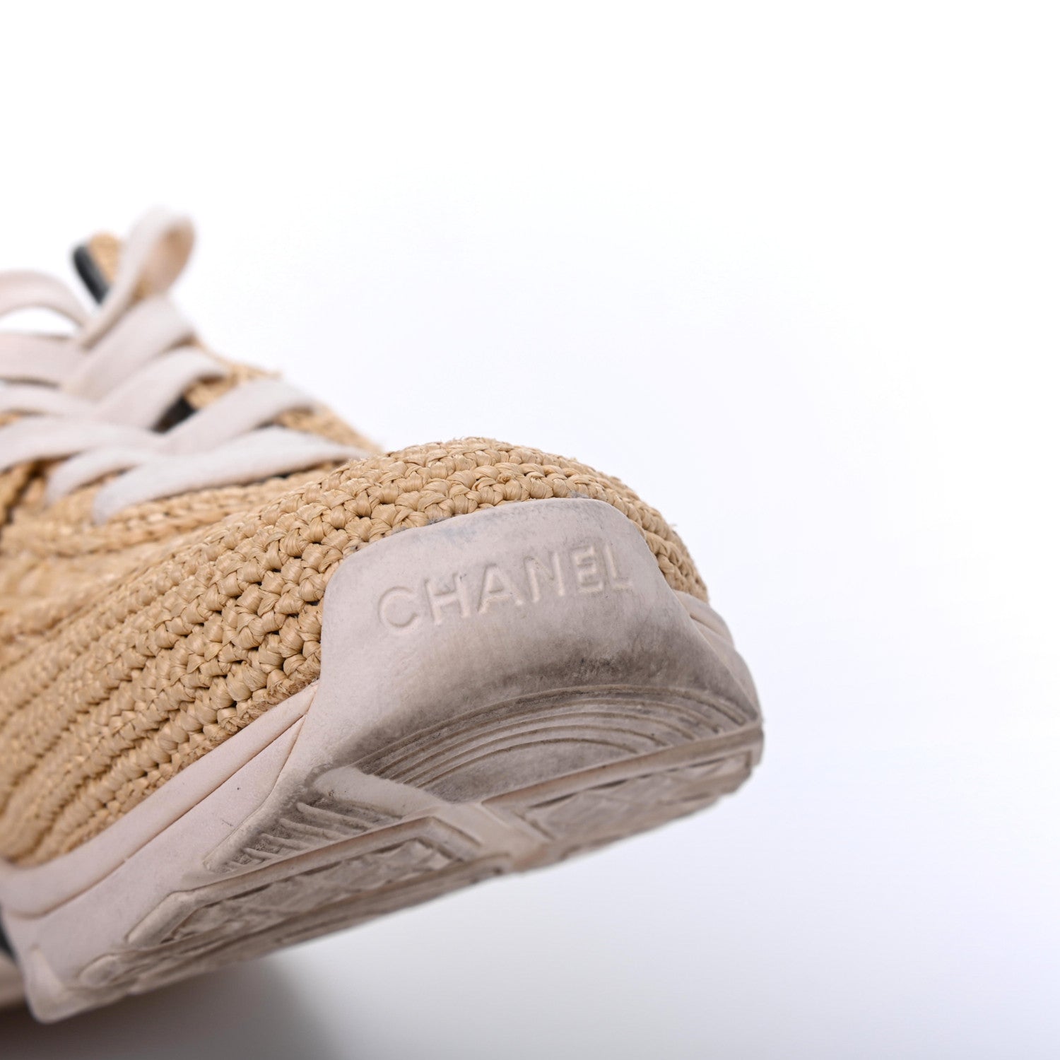 Chanel Braided Raffia Womens CC Sneakers 38.5 Beige 22 of 22