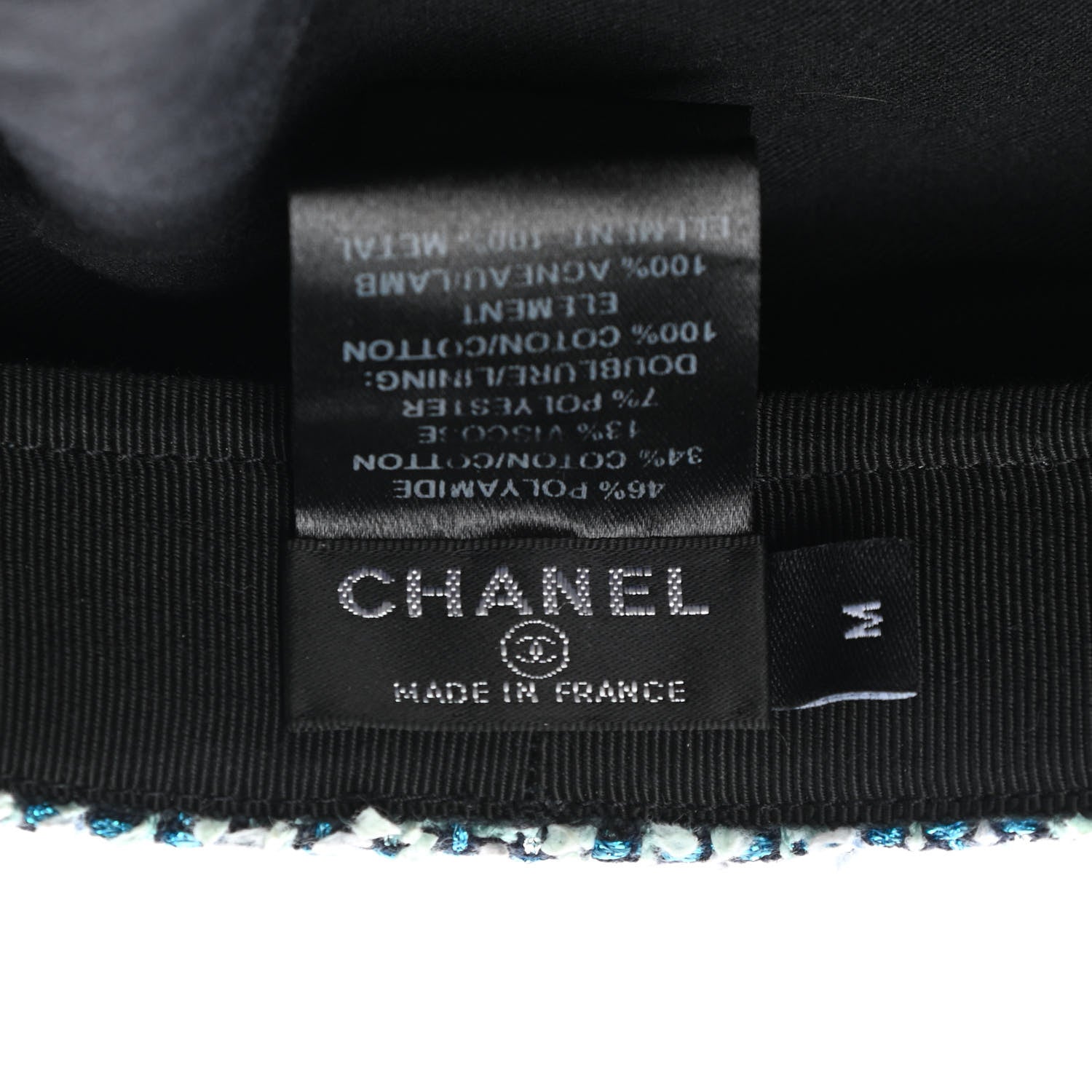 Chanel Metallic Tweed Lambskin CC Cap M Black Blue Multicolor 8 of 9