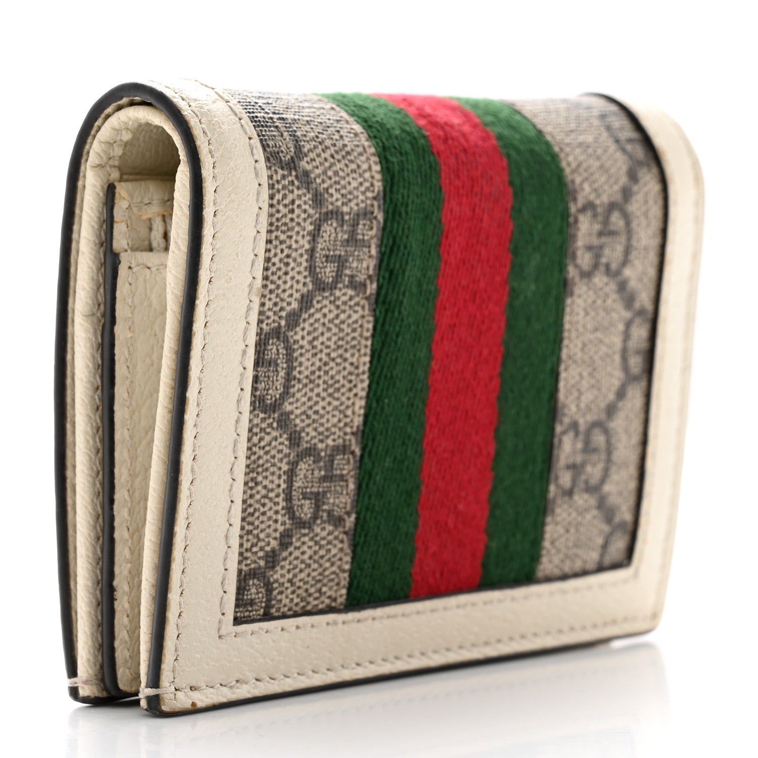 Gucci GG Supreme Monogram Web Queen Margaret Card Case Wallet Beige Mystic White 3 of 16