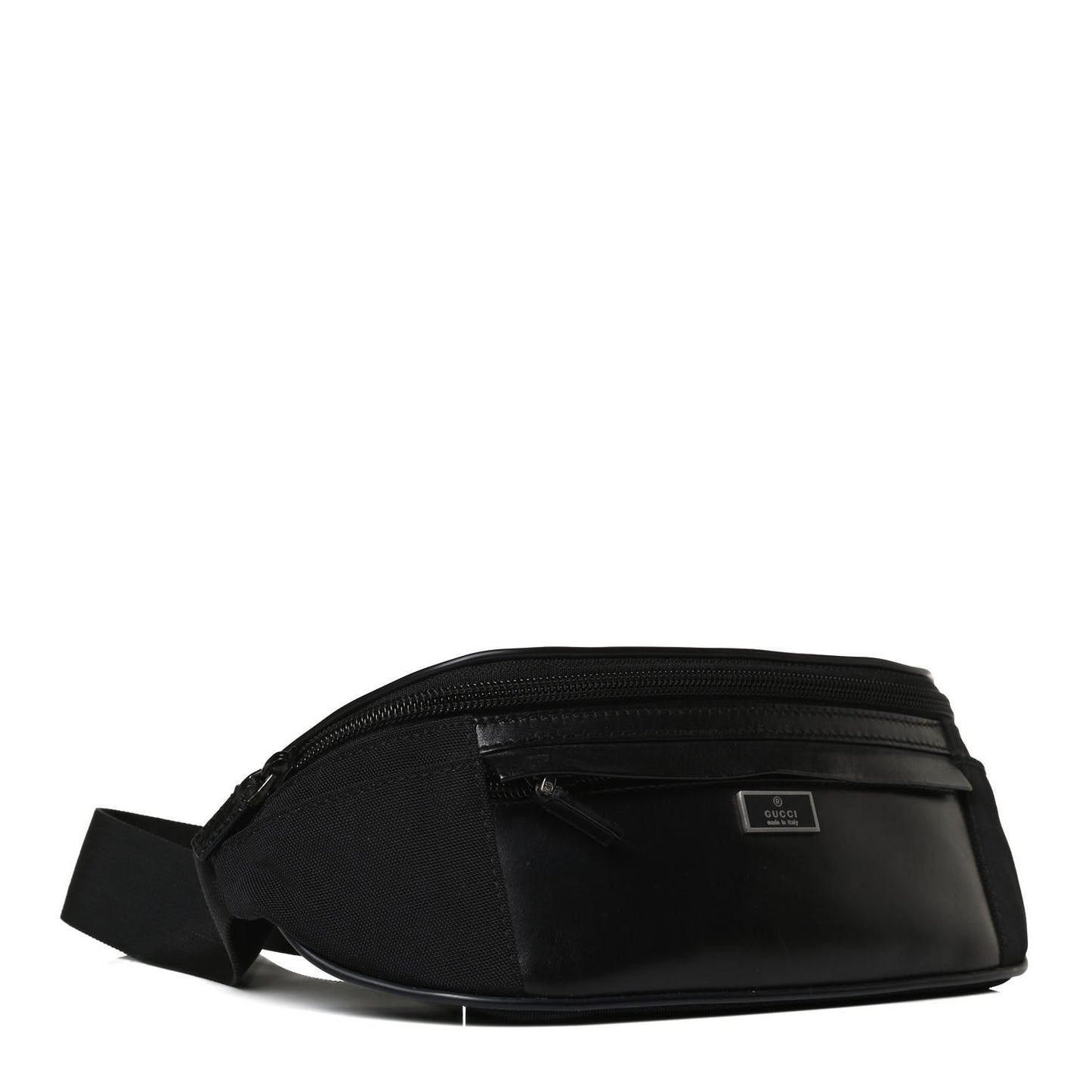Canvas Calfskin Belt Bag Black