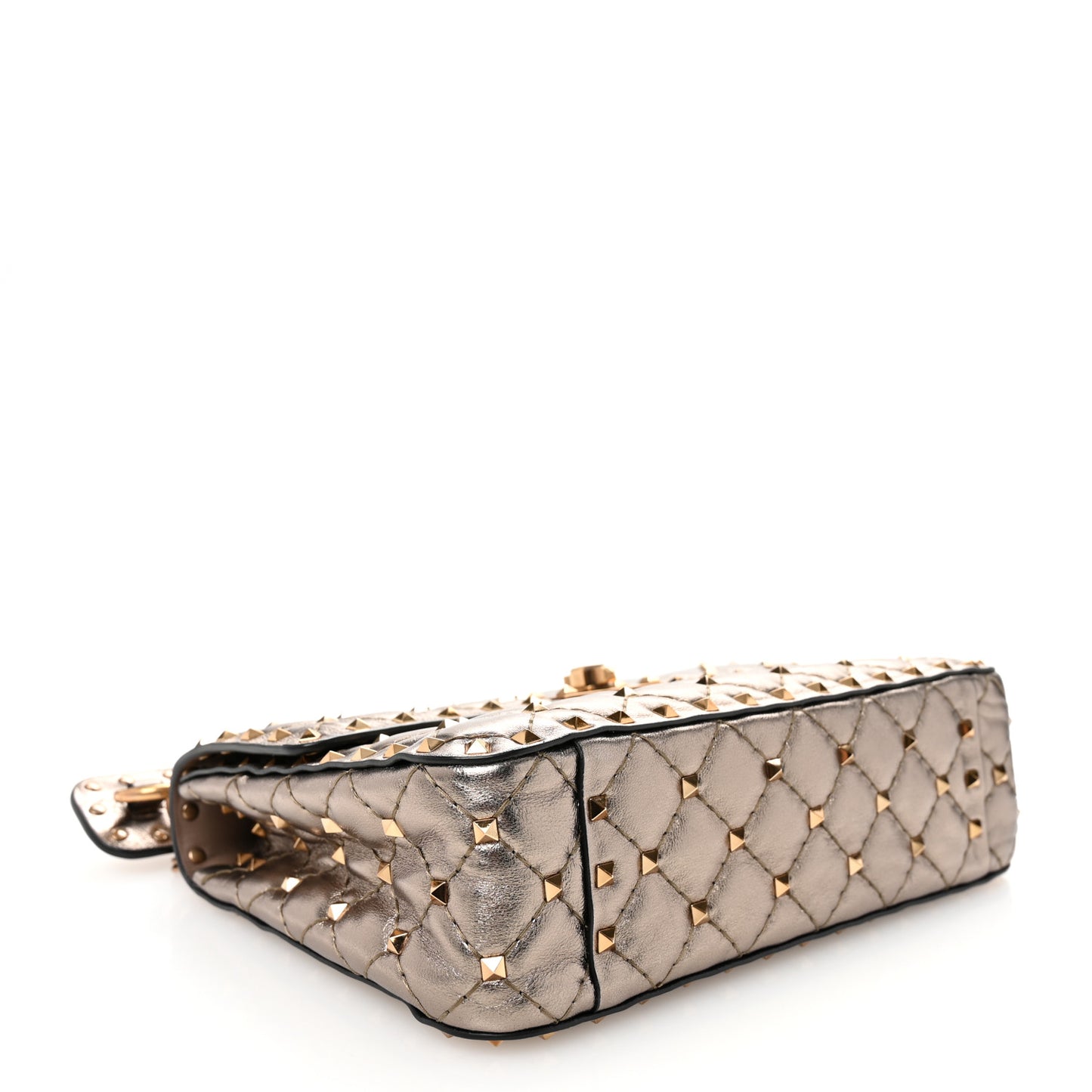 Metallic Lambskin Medium Rockstud Spike Shoulder Bag Sasso
