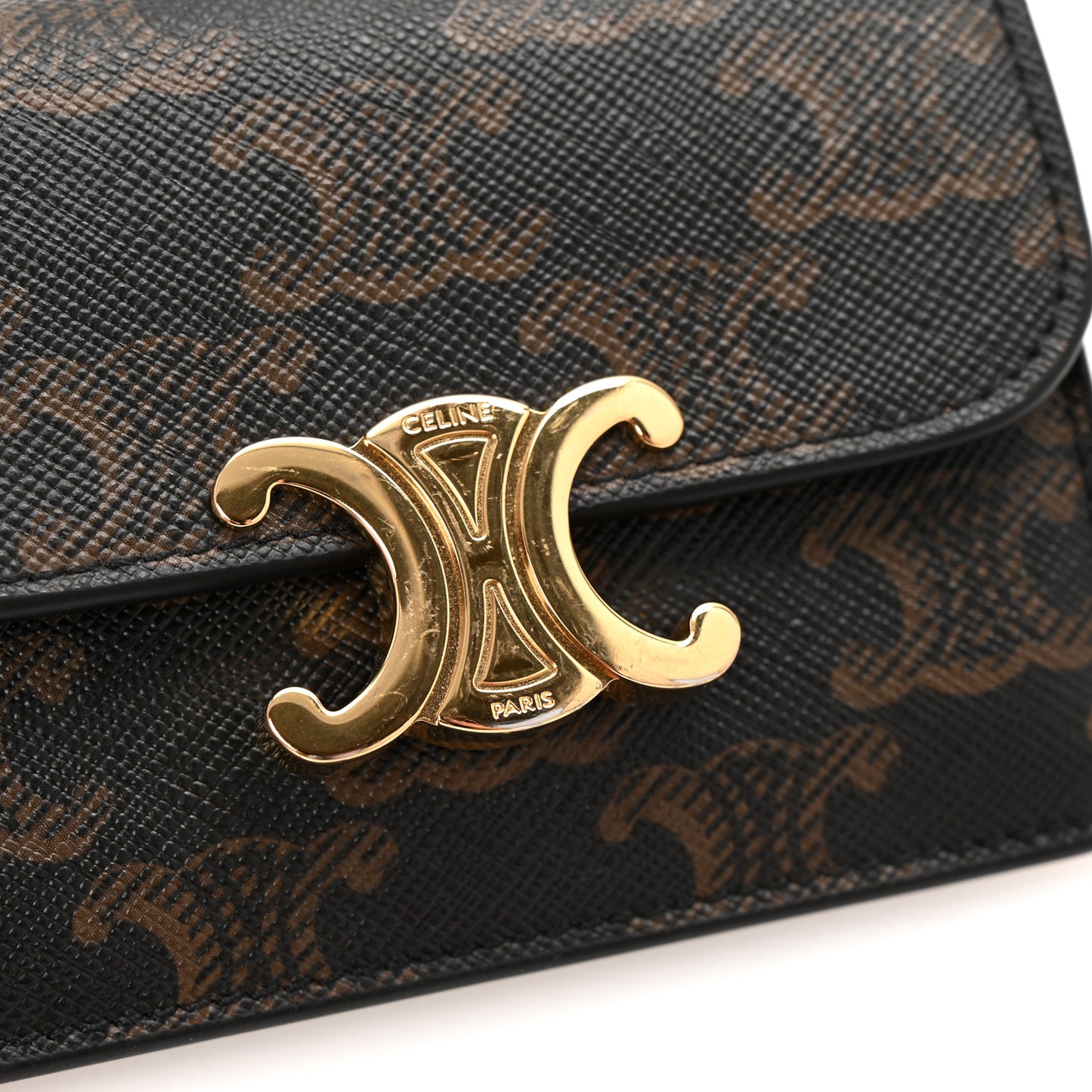 Triomphe Canvas Calfskin Flap Card Holder Tan