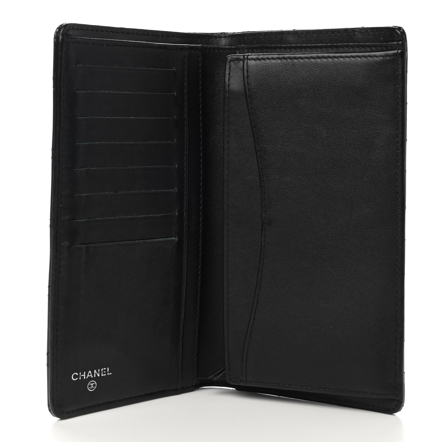 Chanel Striated Patent Yen Wallet Black 5 of 8