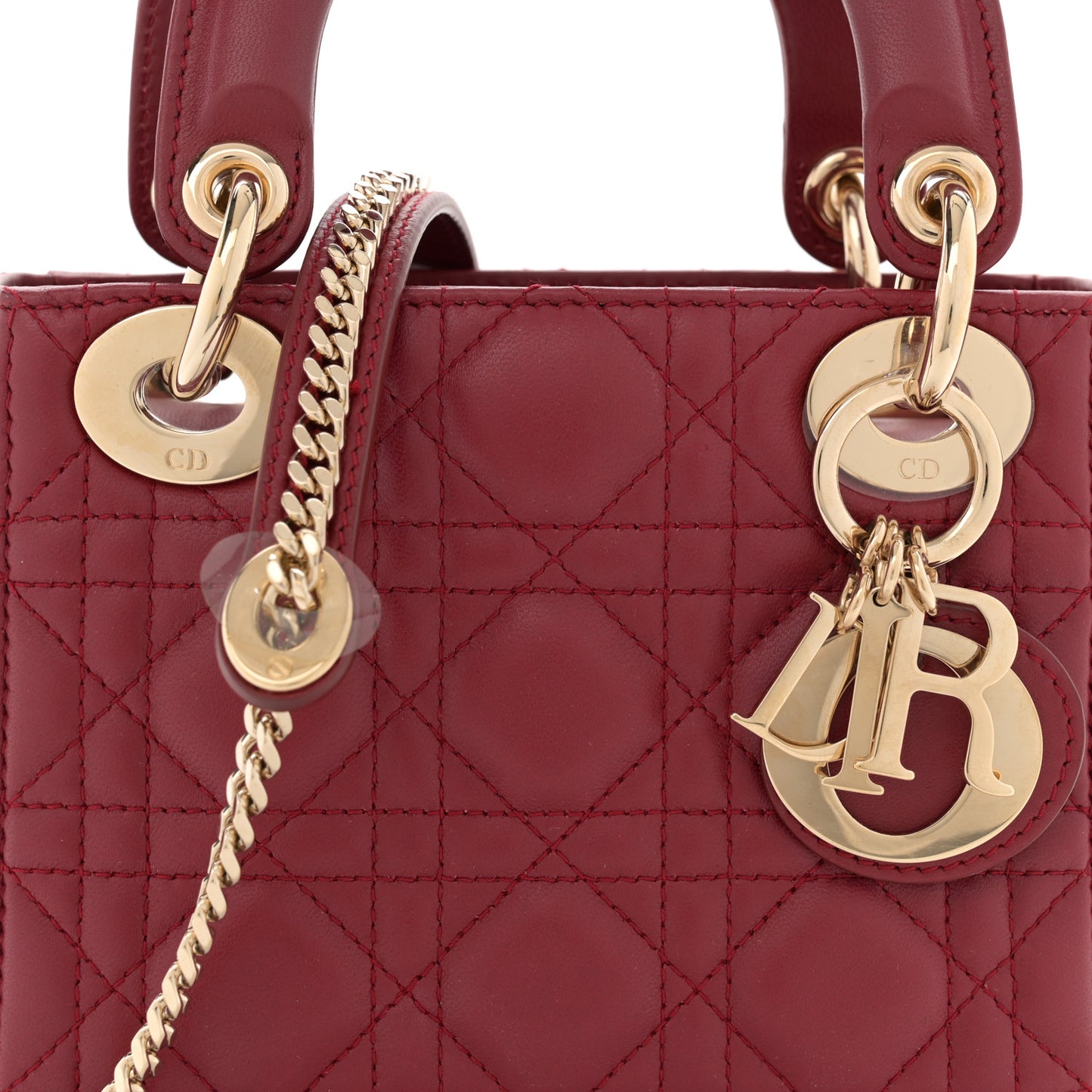 Lambskin Cannage Mini Lady Dior Burgundy