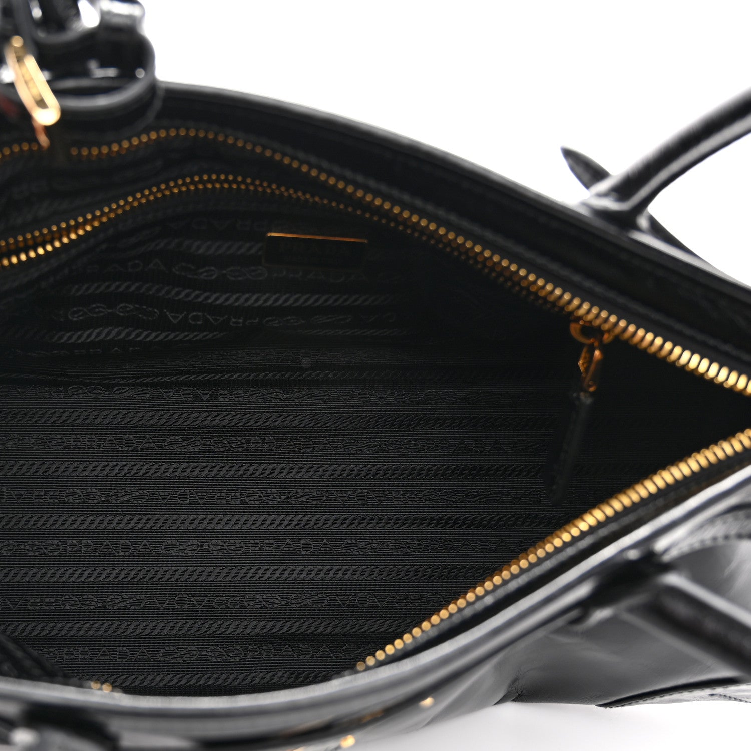 Prada Glossy Calfskin Triangle Medium Bonnie Shoulder Bag Black 5 of 9