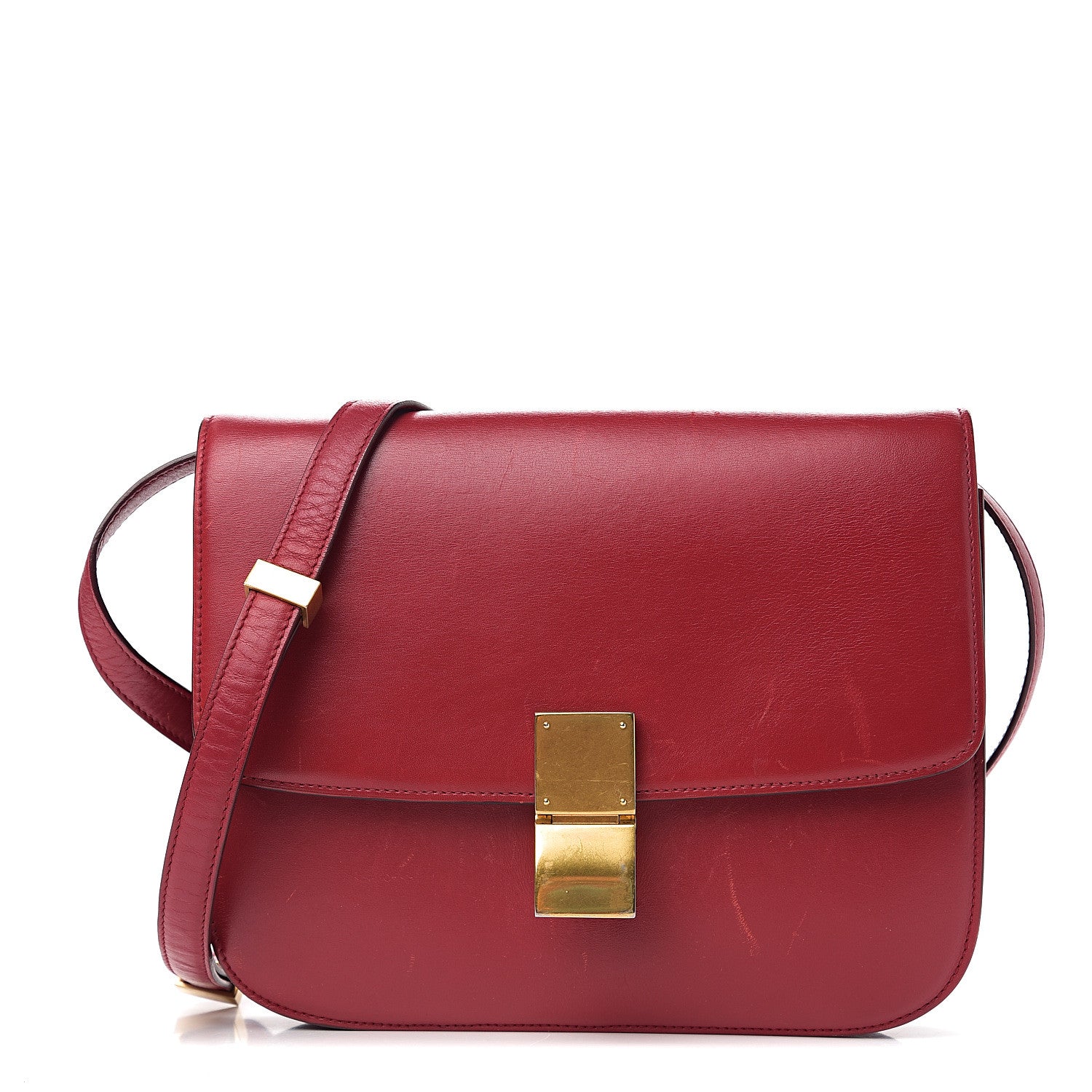 Celine Box Calfskin Medium Classic Box Flap Bag Red 1 of 18