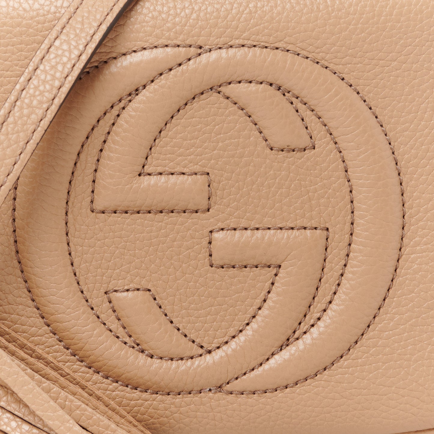 Pebbled Calfskin Small Soho Disco Bag Camelia