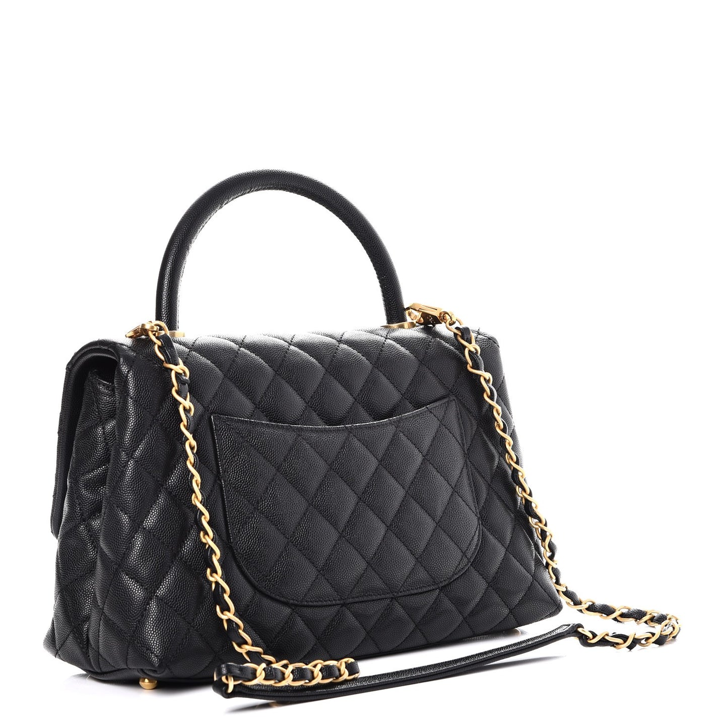 Caviar Quilted Small Coco Handle Flap Black