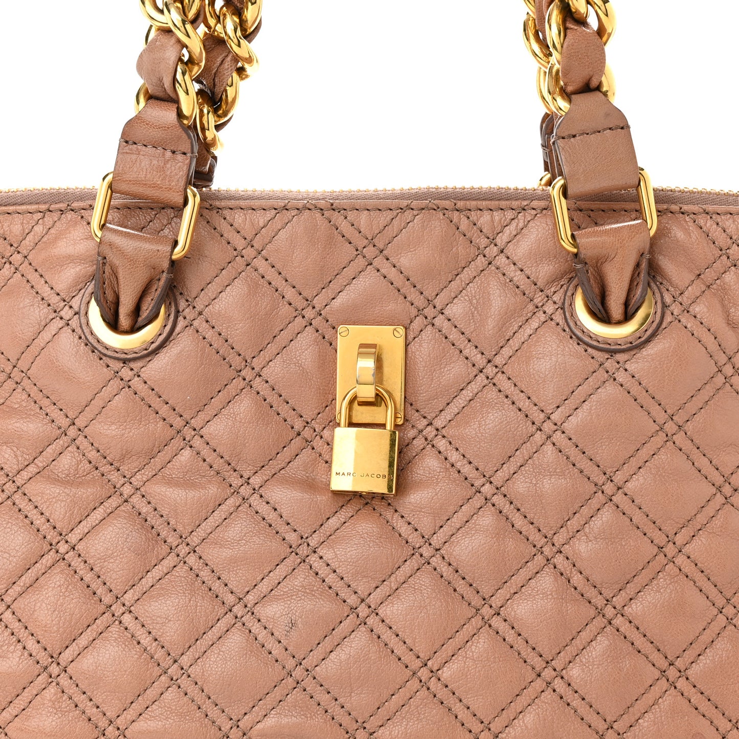 Lacquered Goatskin Quilted Karlie Satchel Brown