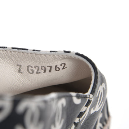 Chanel Lambskin Printed CC Espadrilles 38 Black White 9 of 9