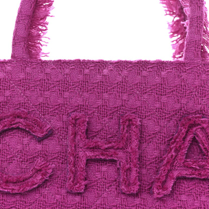 Chanel Wool Tweed Large Zipped Shopping Tote Magenta 8 of 11