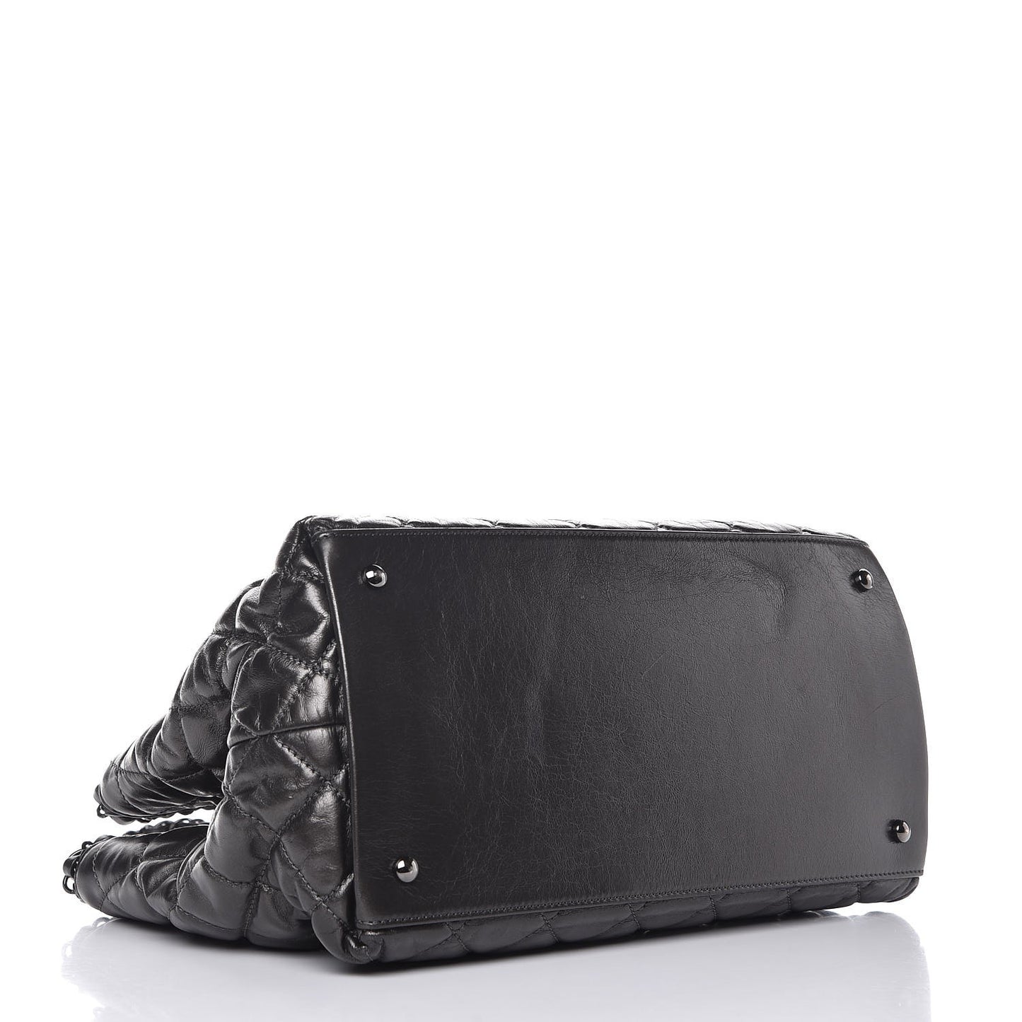Calfskin Quilted Small Chain Me Tote Dark Grey