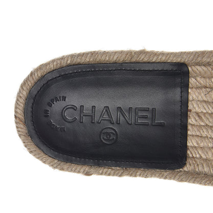 Chanel Calfskin Gripoix CC Espadrille Slip On Sandals 39 Black 9 of 10