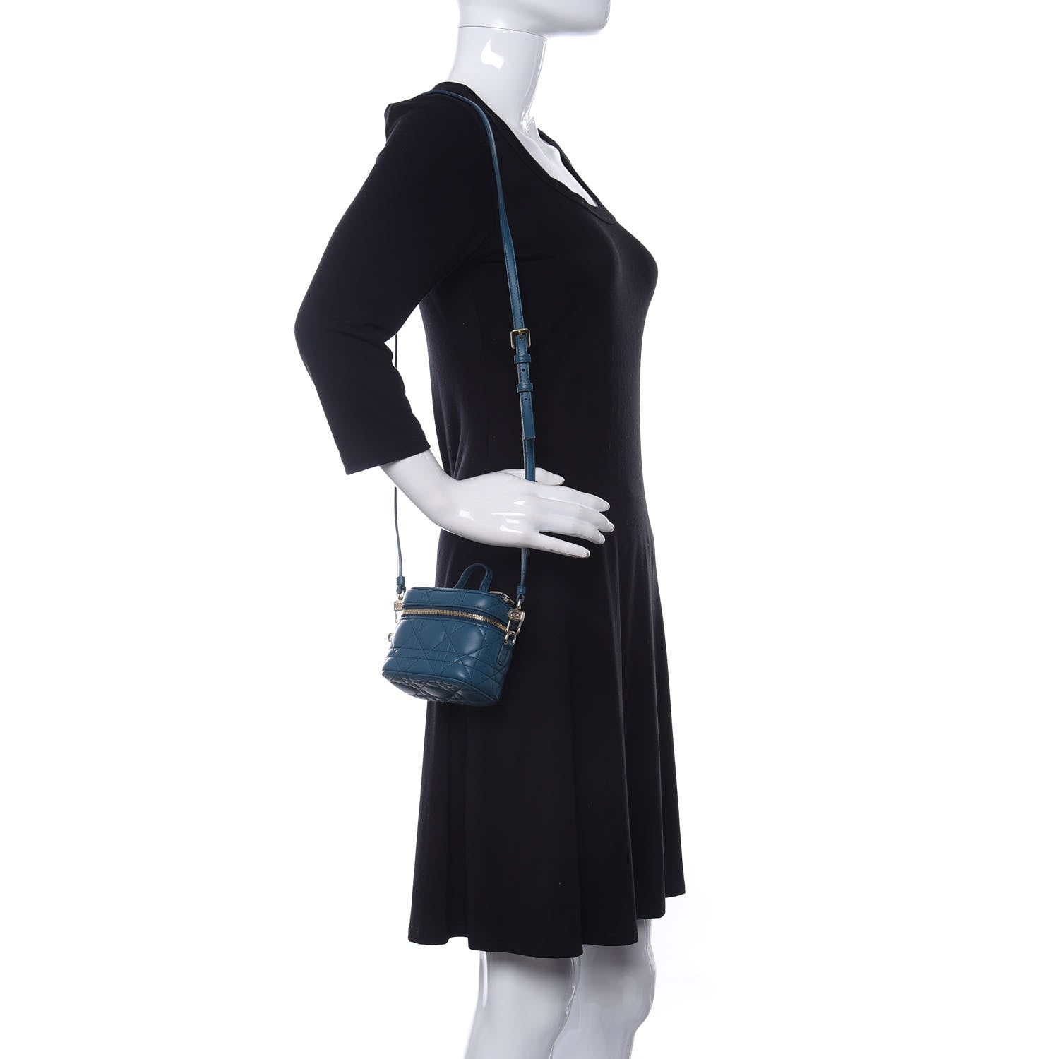 Christian Dior Lambskin Cannage Micro Lady Dior Vanity Case Blue 2 of 8