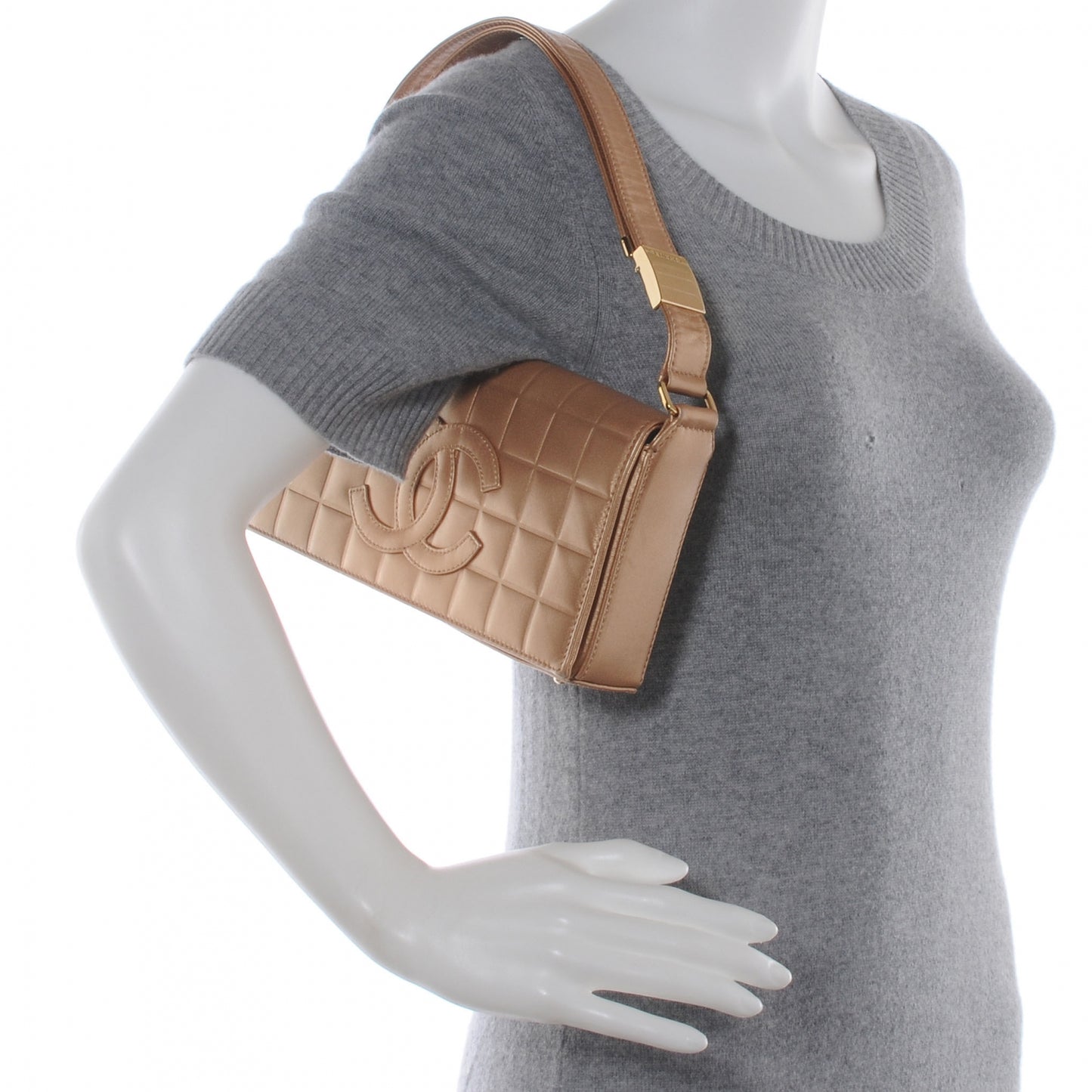 Lambskin Chocolate Bar Quilted CC Flap Bronze