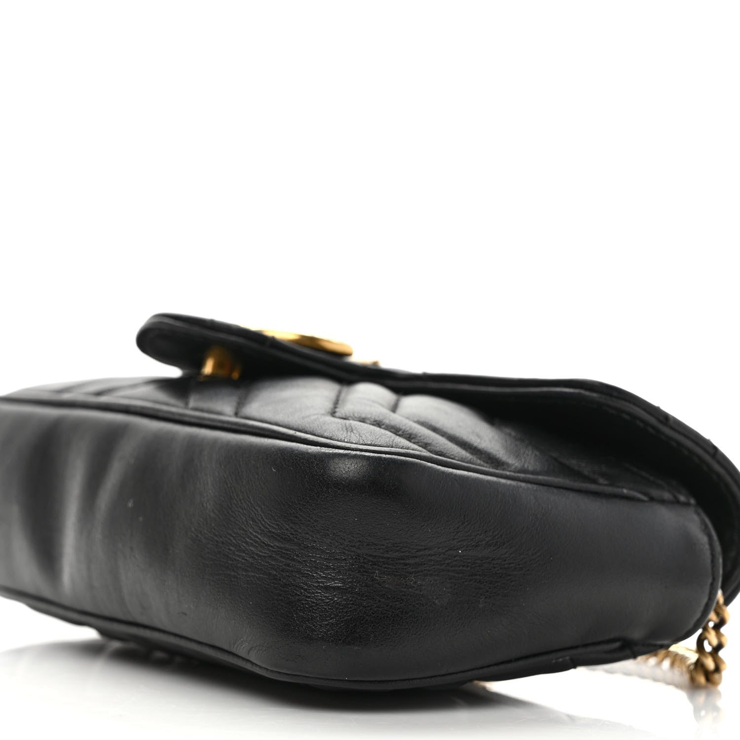 Gucci Calfskin Matelasse Super Mini GG Marmont Shoulder Bag Black 9 of 12