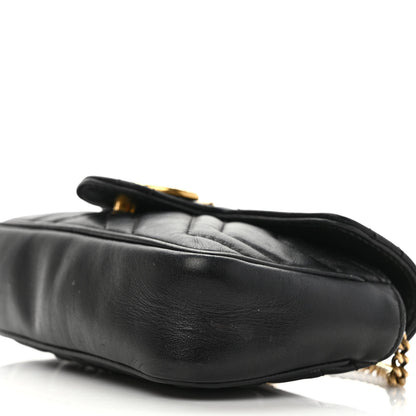 Gucci Calfskin Matelasse Super Mini GG Marmont Shoulder Bag Black 9 of 12