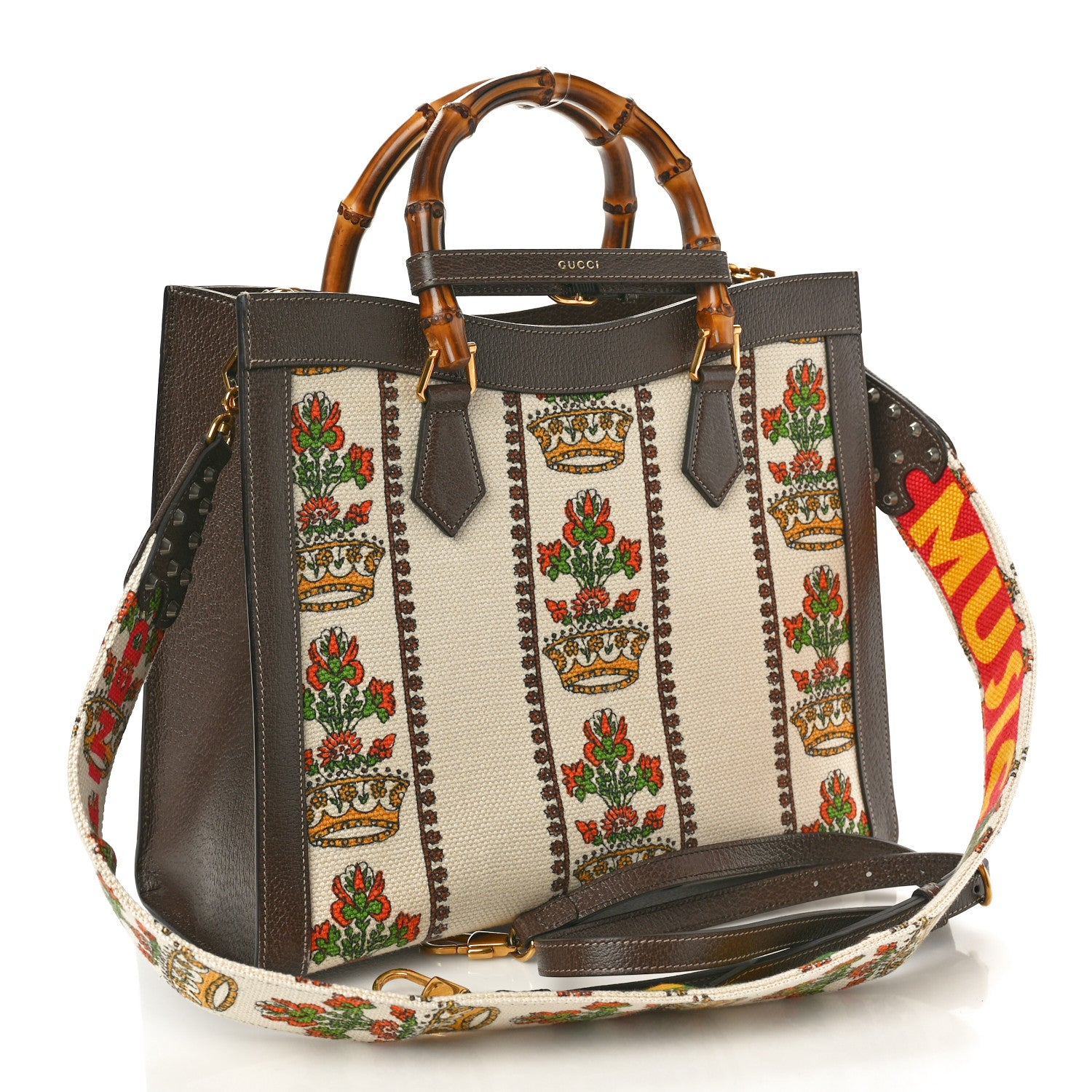 Gucci Canvas Calfskin Medium Gucci 100 Music Is Mine Diana Tote Bag New Acero 2 of 10