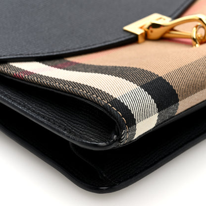 Burberry Derby Calfskin House Check Small Macken Crossbody Bag Black 9 of 10