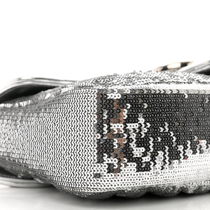 Gucci Sequin Matelasse Small GG Marmont Shoulder Bag Silver 9 of 11