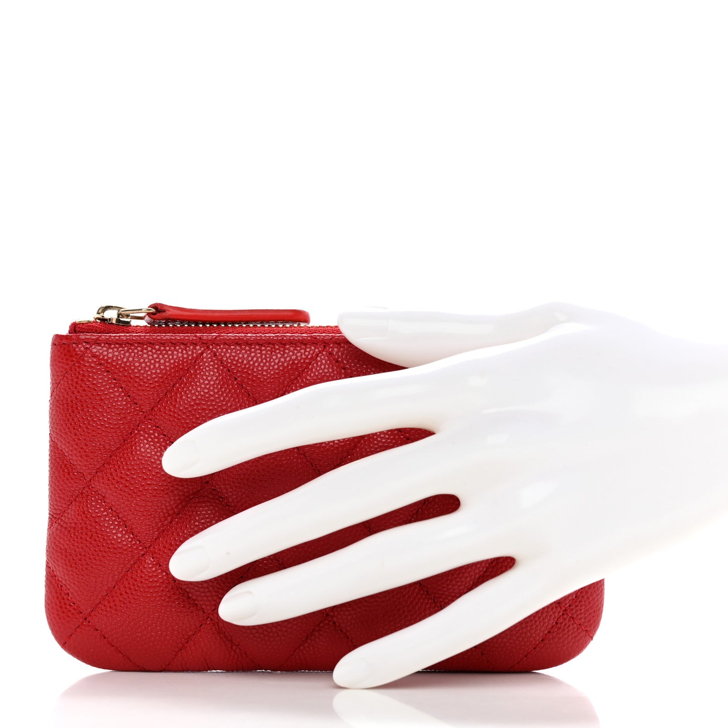 Caviar Quilted Small Cosmetic Case Red