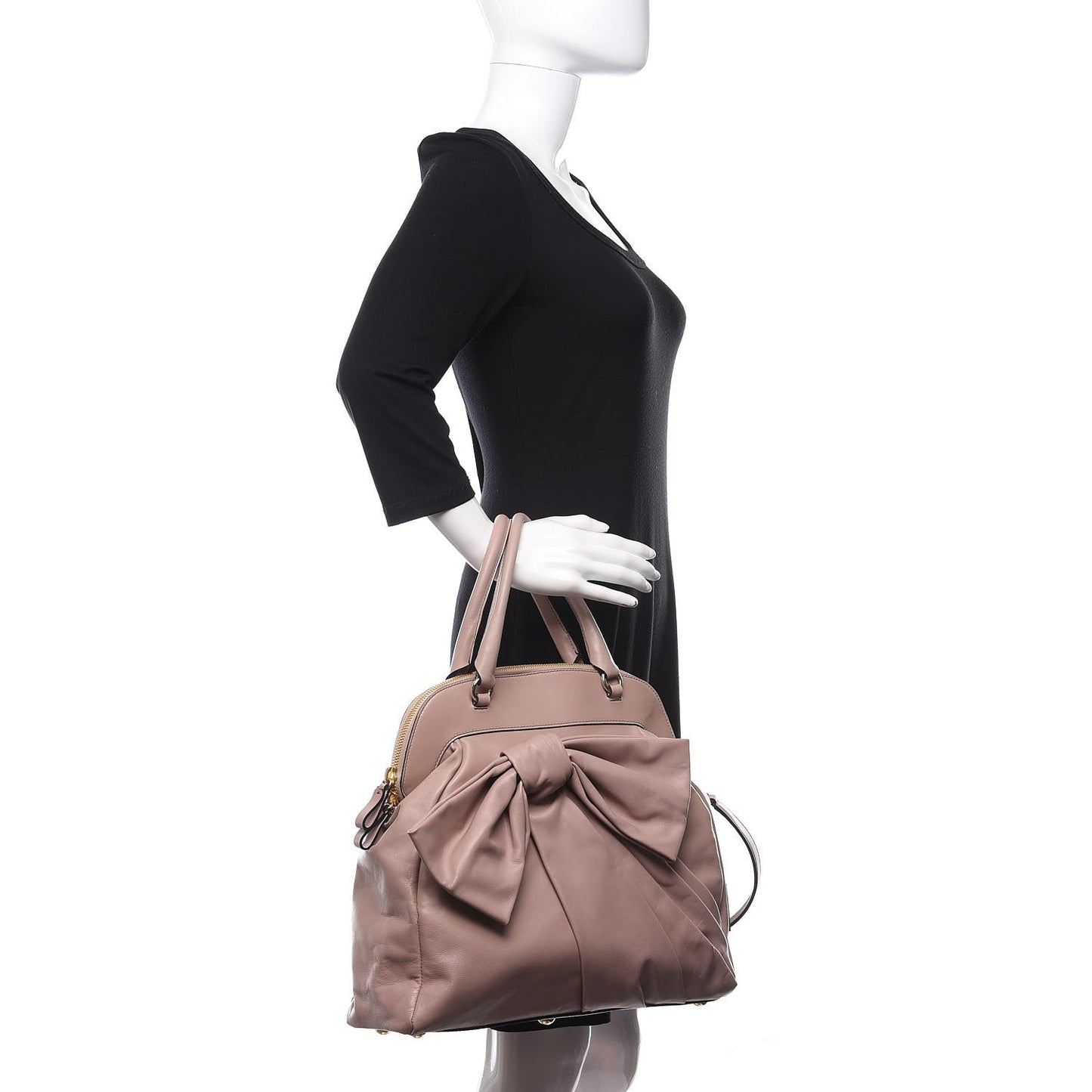 Nappa Bow Dome Tote Blush Nude
