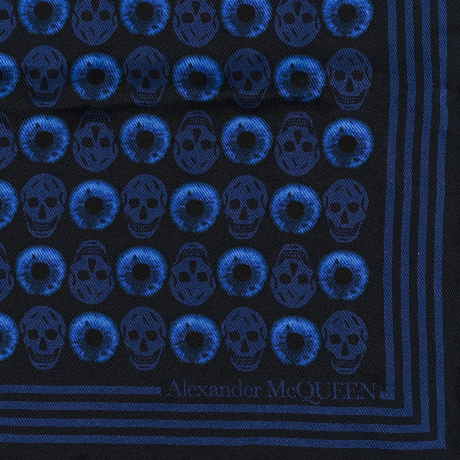 Alexander McQueen Silk Polka Iris Biker Square Scarf Midnight Blue 2 of 3