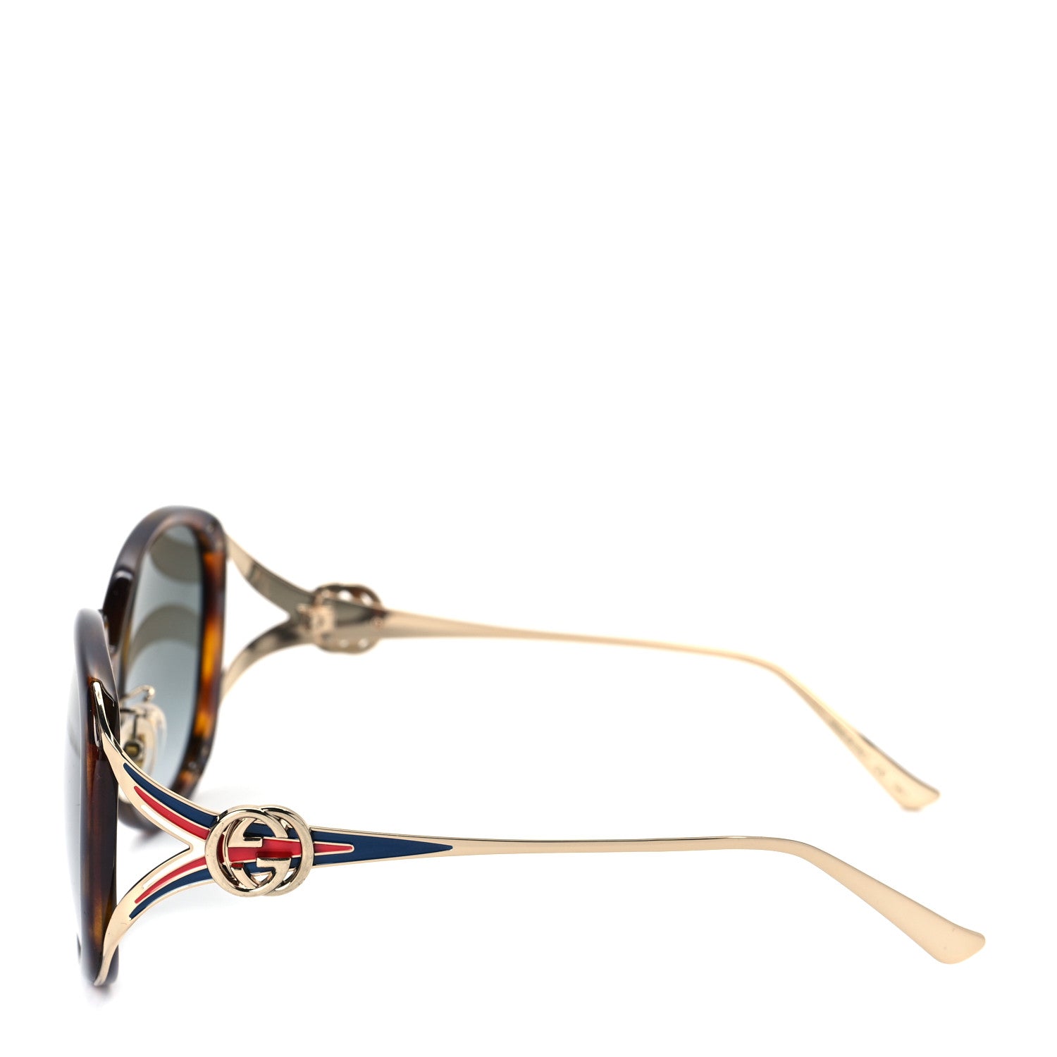 Gucci Acetate Round Frame Injected GG0226SK Sunglasses Tortoise 3 of 8