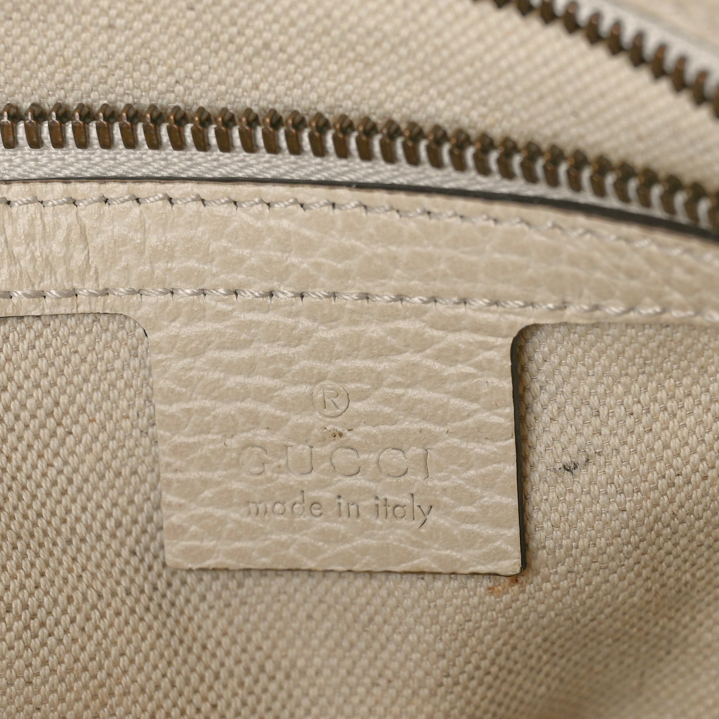 Grained Calfskin Logo Messenger Bag White