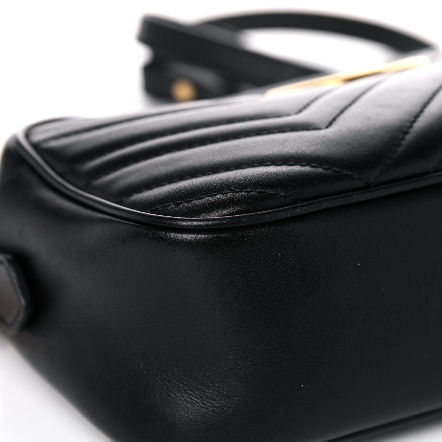 Gucci Calfskin Matelasse Small GG Marmont Chain Shoulder Bag Black 9 of 14