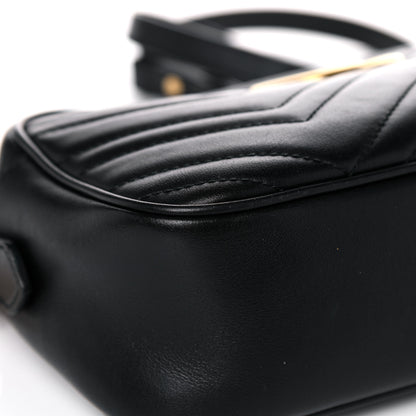 Gucci Calfskin Matelasse Small GG Marmont Chain Shoulder Bag Black 9 of 14