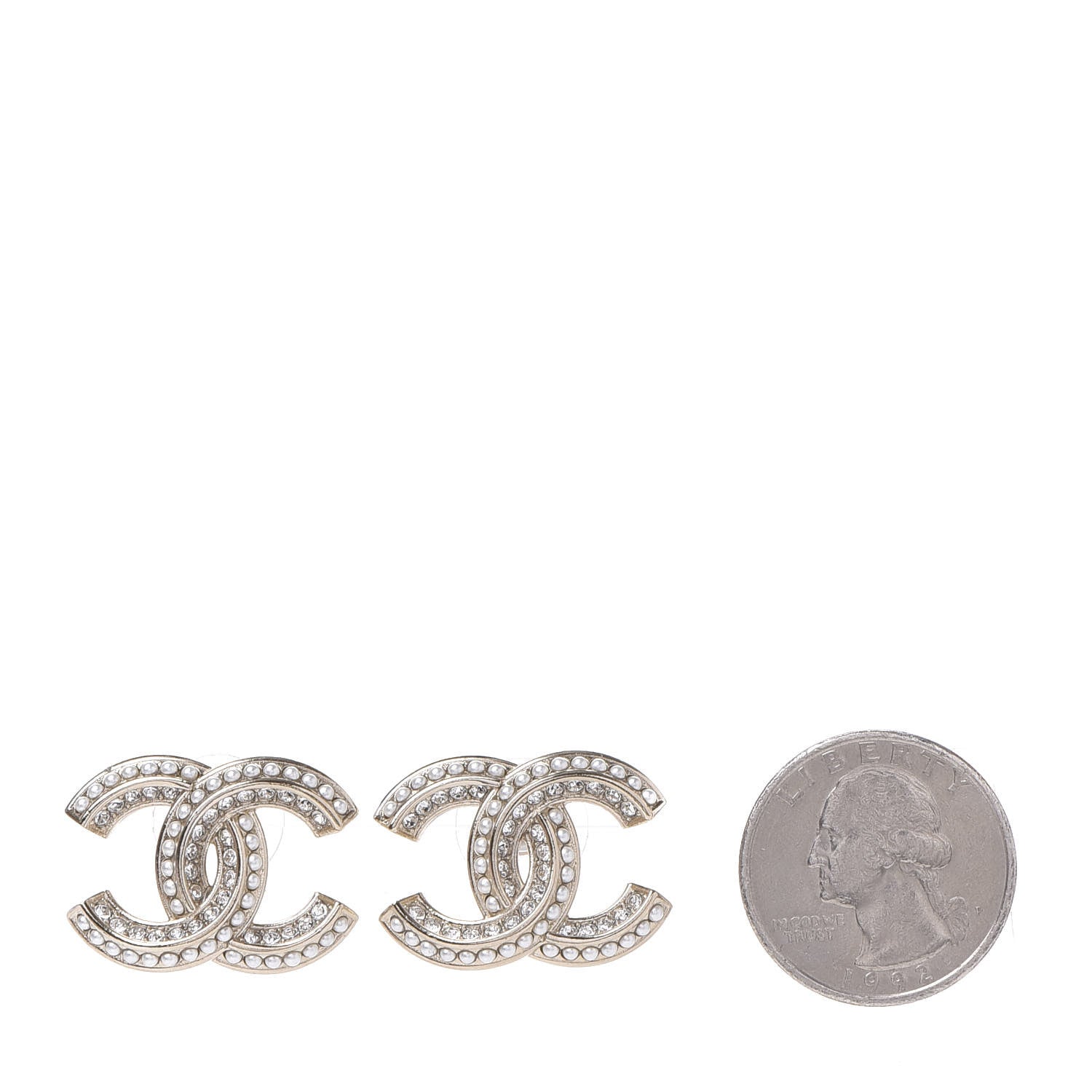 Chanel Crystal Pearl Chain Mania CC Earrings Gold 2 of 5