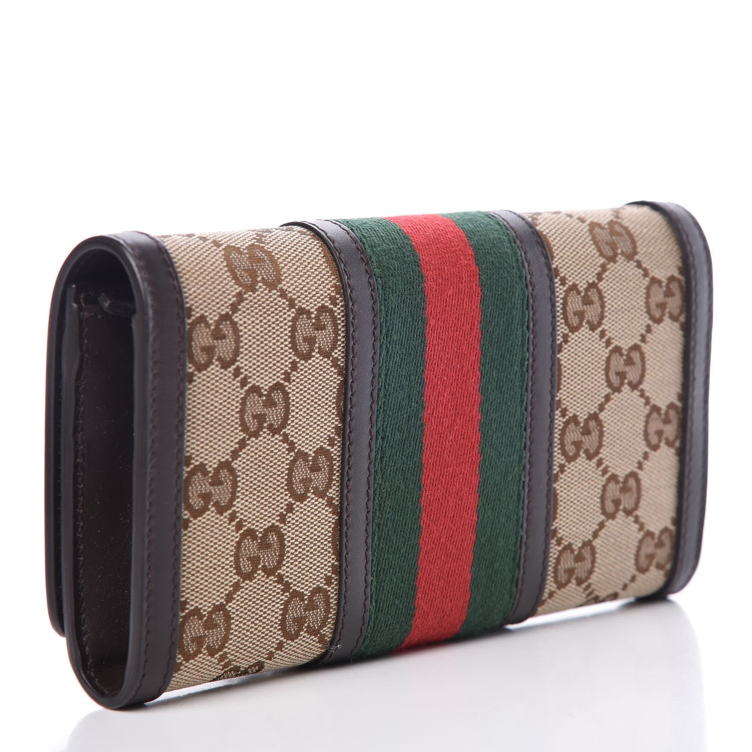 Gucci Monogram Vintage Web Wallet Dark Brown 3 of 8