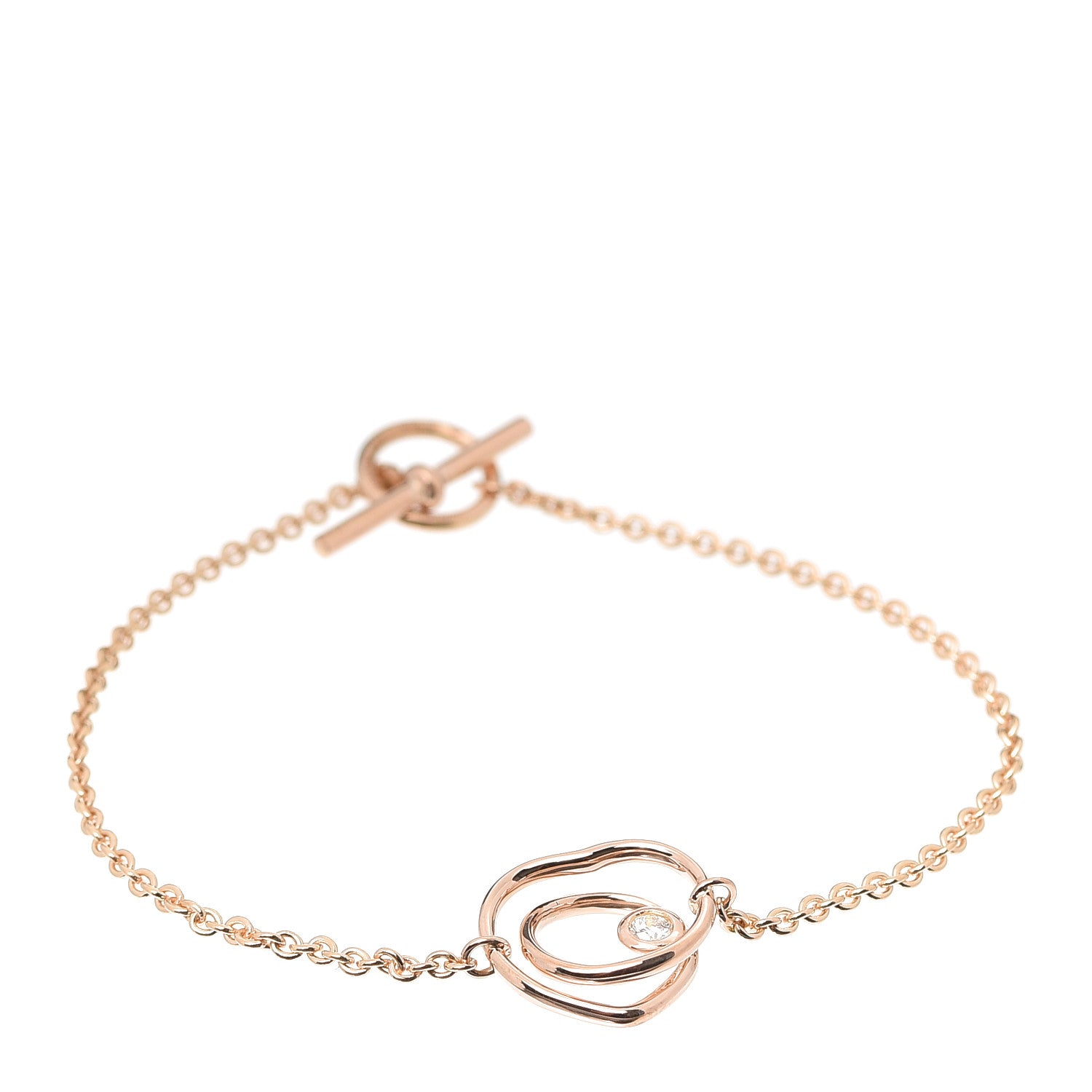 Hermes 18K Rose Gold Diamond TPM Vertige Coeur Bracelet SH 1 of 5