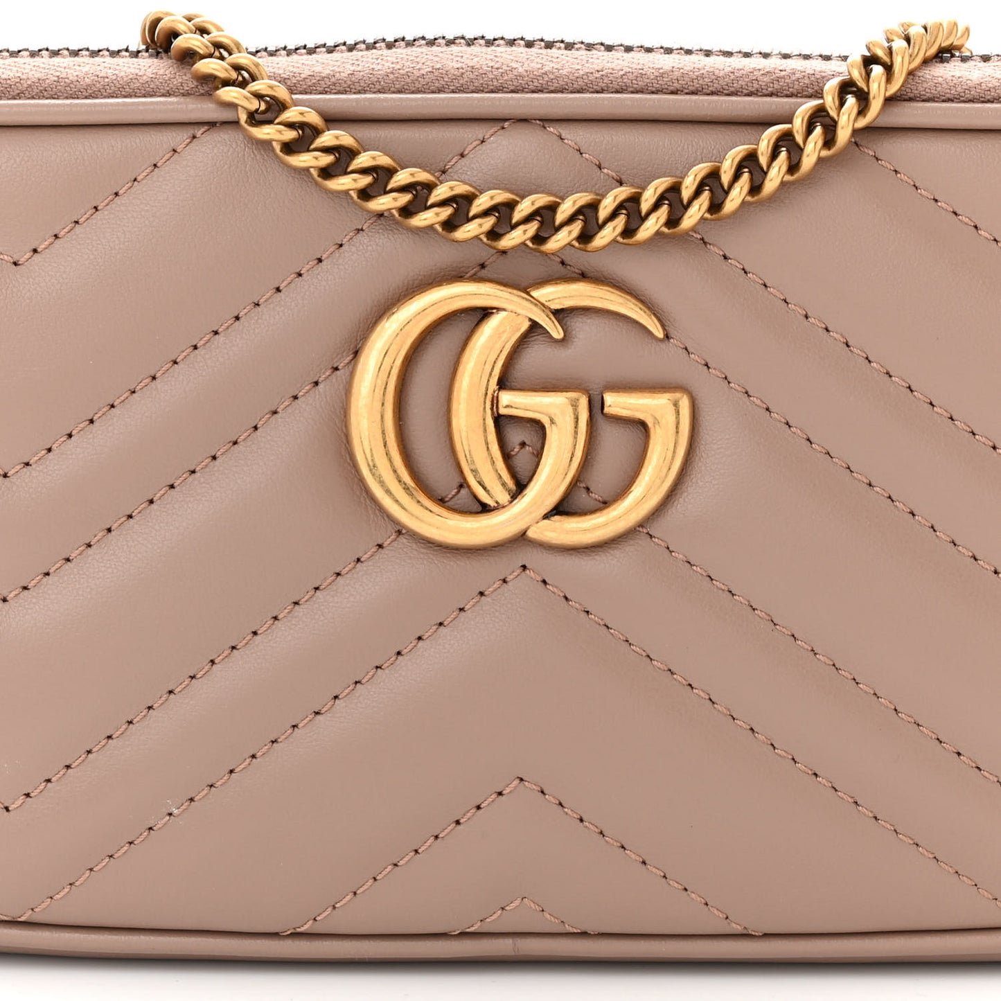 Calfskin Matelasse Mini GG Marmont Chain Crossbody Bag Porcelain Rose