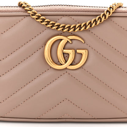 Gucci Calfskin Matelasse Mini GG Marmont Chain Crossbody Bag Porcelain Rose 8 of 10