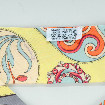 Hermes Silk Festival des Amazones Twilly Gris Jaune Corail 3 of 5