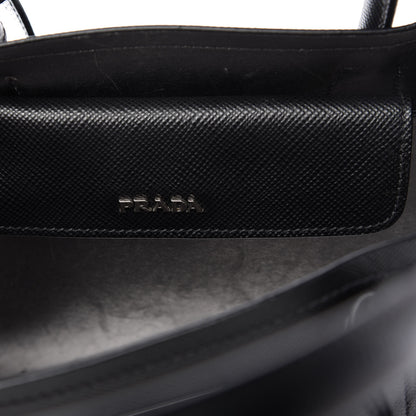 Prada Saffiano Cuir Small Double Bag Black Chrome 8 of 13