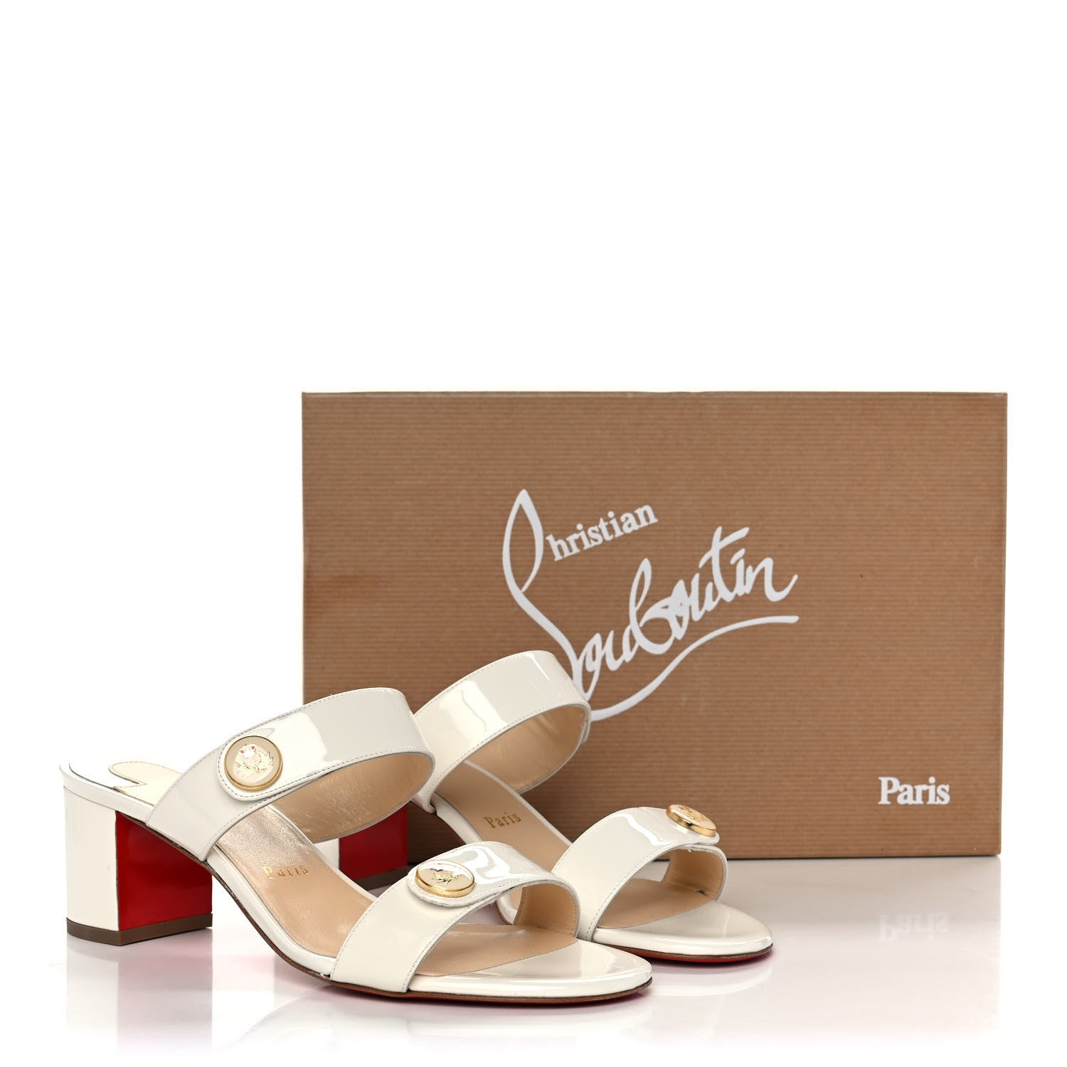 Christian Louboutin Patent Calfskin La Saviata 55 Sandals 39.5 Snow 9 of 9