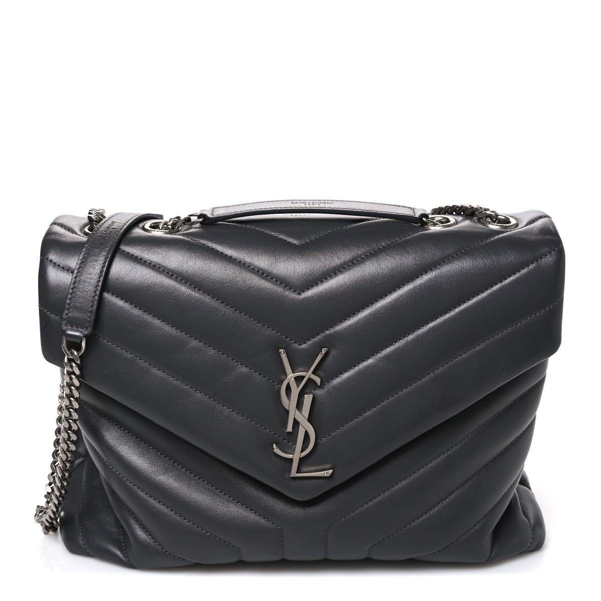 Calfskin Y Quilted Monogram Medium Loulou Chain Satchel Storm