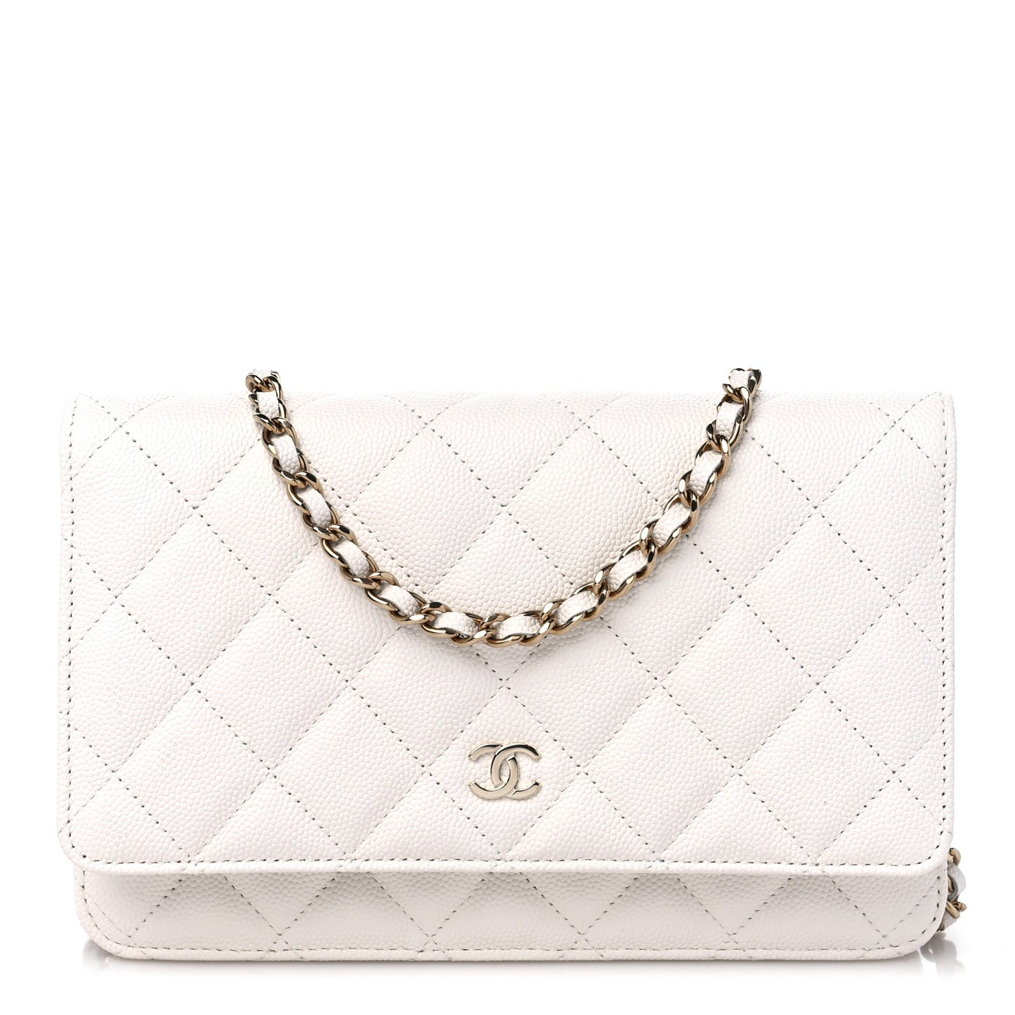 Caviar Quilted Wallet On Chain WOC White