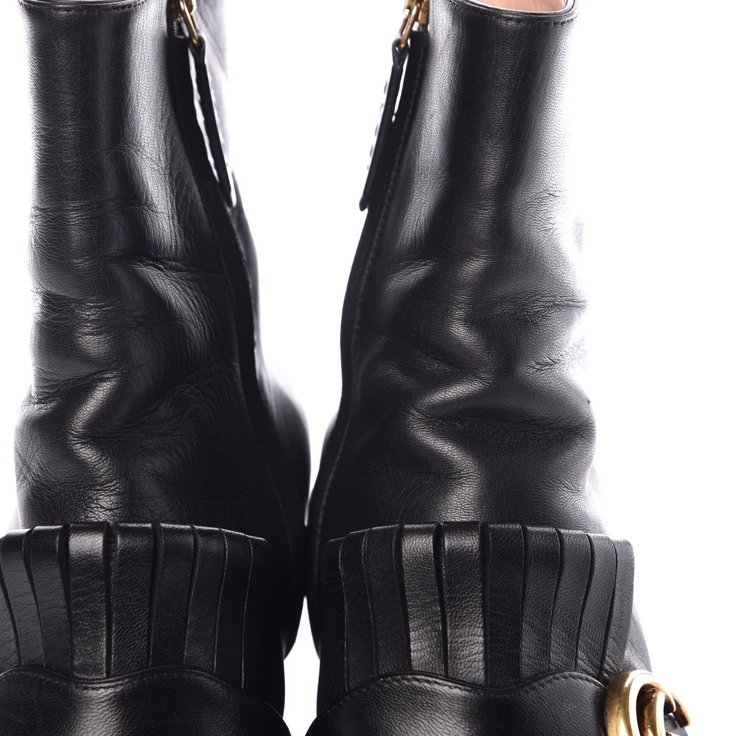 Gucci Malaga Kid GG Marmont Fringe 75mm Ankle Boots 35.5 Black 11 of 15