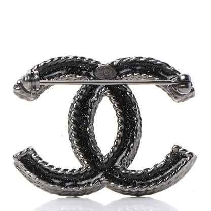 Chanel Ruthenium Crystal CC Brooch Black 3 of 5