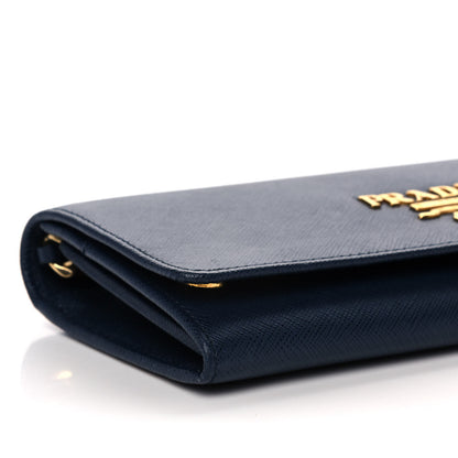 Prada Saffiano Metal Oro Chain Wallet Baltico 8 of 9